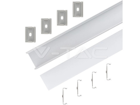 SKU 3371 VT-8118 V-TAC Profilo Lineare Strip LED fino a 25mm, Alluminio Silver Copertura Opaca 2000x30x20mm