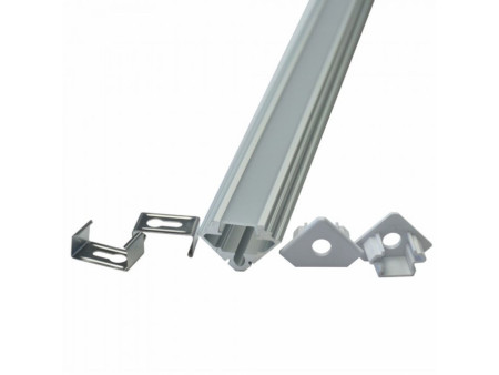 SKU 99562 VT-7104 V-TAC Profilo Alluminio Angolare per Strip LED (Max l: 11mm) Copertura Satinata 2 Pezzi da 2000 x 19 x 19mm