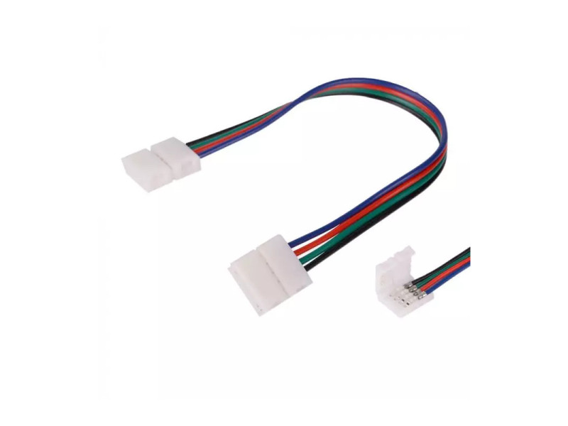 SKU 3502 V-TAC Connettore Flessibile Clip 4 Pin per Strip LED RGB 5050 10mm Cavo 130mm