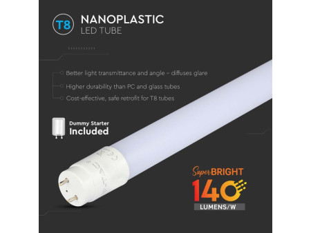 SKU 216482 VT-1615 V-TAC Tubo LED T8 15W G13 150cm 160LM/W in Nanoplastica 6500K