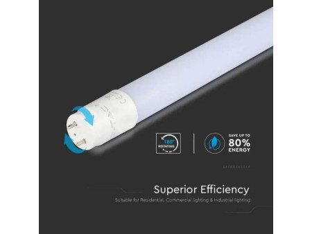 SKU 21650 VT-061 V-TAC PRO Tubo LED Chip Samsung T8 9W G13 60cm in Nanoplastica Ruotabile 3000K