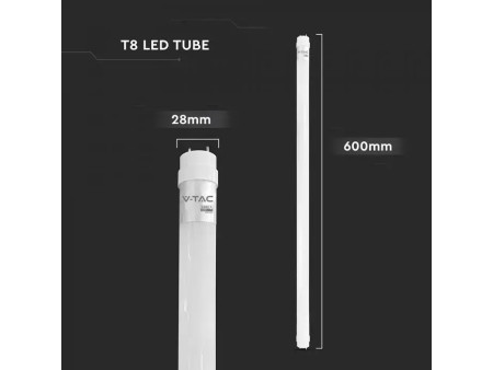 SKU 216516 VT-061 V-TAC PRO Tubo LED Chip CREE T8 9W G13 60cm in Nanoplastica Ruotabile 4000K