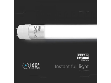 SKU 216506 VT-061 V-TAC PRO Tubo LED Chip CREE T8 9W G13 60cm in Nanoplastica Ruotabile 3000K