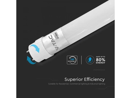 SKU 216526 VT-061 V-TAC PRO Tubo LED Chip CREE T8 9W G13 60cm in Nanoplastica Ruotabile 6500K