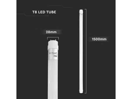 SKU 216566 VT-151 V-TAC PRO Tubo LED Chip CREE T8 20W 100LM/W G13 150cm In Nanoplastica Non Ruotabile 3000K