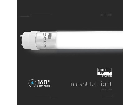 SKU 216566 VT-151 V-TAC PRO Tubo LED Chip CREE T8 20W 100LM/W G13 150cm In Nanoplastica Non Ruotabile 3000K