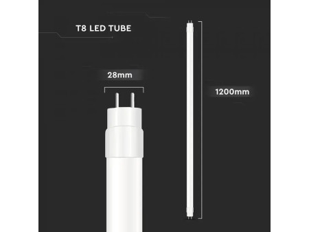 SKU 23872 VT-122 V-TAC Tubo LED T8 16.5W 125LM/W G13 120cm incluso Starter 3000K