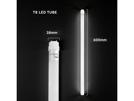 SKU 240646 VT-007 V-TAC PRO Tubo LED Chip CREE T8 7W 100LM/W G13 60cm in Nanoplastica Non Ruotabile 4000K