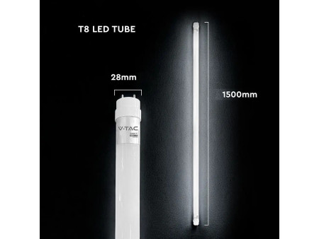 SKU 240686 VT-015 V-TAC PRO Tubo LED Chip CREE T8 15W 100LM/W G13 150cm in Nanoplastica Non Ruotabile 4000K