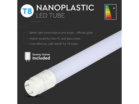 SKU 6273 VT-1277SMD V-TAC Tubo LED T8 18W G13 120cm in Nanoplastica 4000K