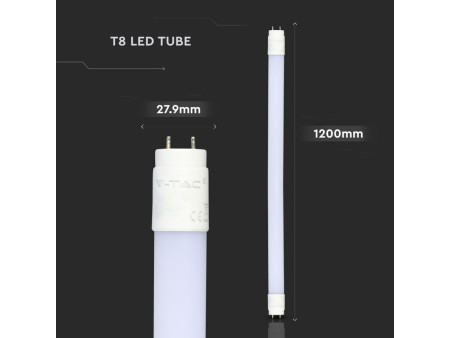 SKU 6477 VT-1612 V-TAC Tubo LED T8 12W G13 120cm 160LM/W in Nanoplastica 3000K