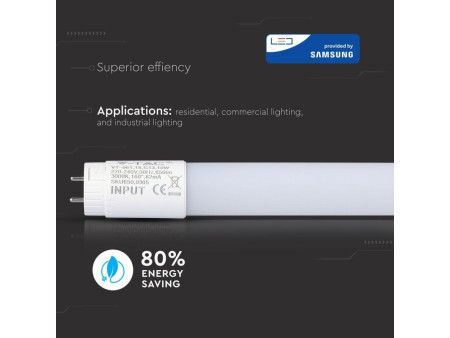 SKU 650 VT-061 V-TAC PRO Tubo LED Chip Samsung T8 10W G13 60cm in Nanoplastica 3000K