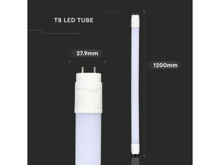 SKU 653 VT-121 V-TAC PRO Tubo LED Chip Samsung T8 18W G13 120cm in Nanoplastica 3000K