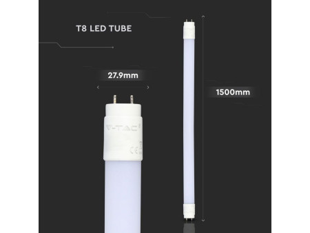 SKU 675 VT-152 V-TAC PRO Tubo LED Chip Samsung T8 22W 135LM/W G13 150cm in Nanoplastica 6400K