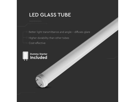 SKU 7797 VT-6279 V-TAC Tubo LED T8 G13 9W in Vetro 60cm Incluso Starter Non Ruotabile 25pz 4000K