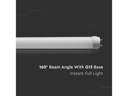 SKU 7799 VT-1575 V-TAC Tubo LED T8 G13 20W in Vetro 150cm Incluso Starter Non Ruotabile 25pz 3000K