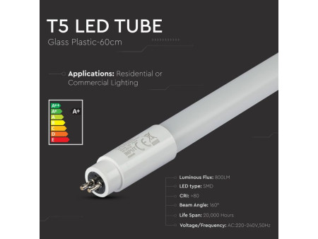 SKU 6318 VT-6005 V-TAC Tubo LED T5 8W 100LM/W G5 60cm 4000K