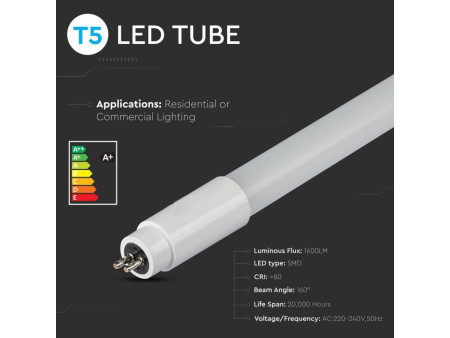 SKU 6321 VT-1225 V-TAC Tubo LED T5 16W 100LM/W G5 120cm 6500K