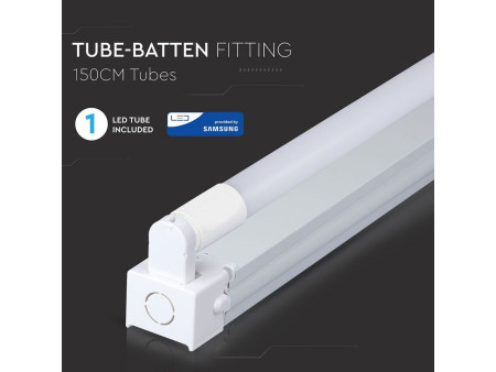 SKU 6439 VT-15023 V-TAC PRO Plafoniera LED Singola con Tubo LED Chip Samsung T8 22W G13 150cm in Nanoplastica 6400K IP20