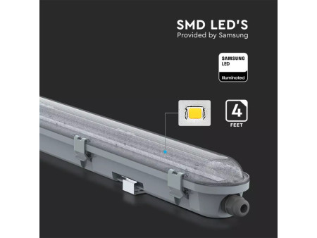 SKU 20205 VT-120036-T V-TAC PRO Plafoniera LED Samsung Impermeabile 36W 120LM/W M-Series Trasparente 120cm 4000K IP65