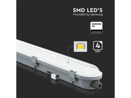 SKU 20206 VT-120036-M V-TAC PRO Plafoniera LED Samsung Impermeabile 36W 120LM/W M-Series Copertura Satinata 120cm 6400K IP65