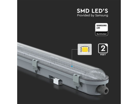 SKU 20209 VT-60018 V-TAC PRO Plafoniera LED Chip Samsung Impermeabile 18W 120LM/W M-Series Trasparente 60cm 4000K IP65