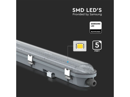 SKU 20212 VT-150148-T V-TAC PRO Plafoniera LED Chip Samsung Impermeabile 48W 120LM/W M-Series Trasparente 150cm 6400K IP65