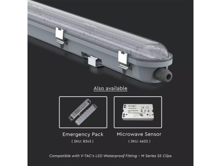 SKU 20213 VT-150148-T V-TAC PRO Plafoniera LED Chip Samsung Impermeabile 48W 120LM/W M-Series Trasparente 150cm 4000K IP65