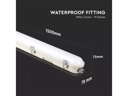 SKU 20215 VT-150148-M V-TAC PRO Plafoniera LED Samsung Impermeabile 48W 120LM/W M-Series Copertura Satinata 150cm 4000K IP65
