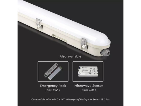 SKU 20217 VT-120036-M V-TAC PRO Plafoniera LED Samsung Impermeabile 36W 120LM/W M-Series Copertura Satinata 120cm 4000K IP65