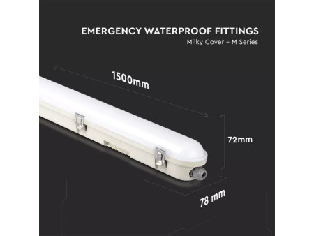 SKU 20220 VT-150148E V-TAC PRO Plafoniera LED Samsung Impermeabile 48W 120LM/W M-Series con Kit di Emergenza 150cm 6400K IP65