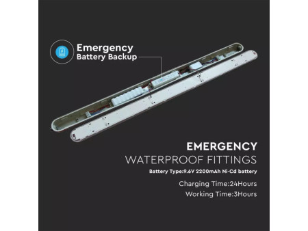 SKU 20221 VT-150148E V-TAC PRO Plafoniera LED Samsung Impermeabile 48W 120LM/W M-Series con Kit di Emergenza 150cm 4000K IP65