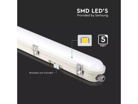 SKU 20221 VT-150148E V-TAC PRO Plafoniera LED Samsung Impermeabile 48W 120LM/W M-Series con Kit di Emergenza 150cm 4000K IP65