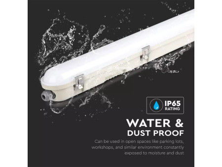 SKU 20220 VT-150148E V-TAC PRO Plafoniera LED Samsung Impermeabile 48W 120LM/W M-Series con Kit di Emergenza 150cm 6400K IP65