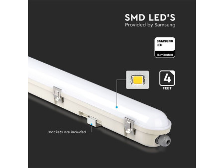SKU 20223 VT-120136E V-TAC PRO Plafoniera LED Samsung Impermeabile 36W 120LM/W Batteria Emergenza Copertura Satinata 120cm 4000K