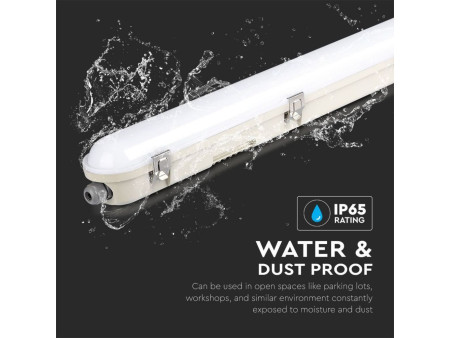 SKU 20222 VT-120136E V-TAC PRO Plafoniera LED Samsung Impermeabile 36W 120LM/W Batteria Emergenza Copertura Satinata 120cm 6400K