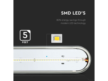 SKU 6184 VT-1548 V-TAC Plafoniera LED Impermeabile 48W 150cm 4000K IP65