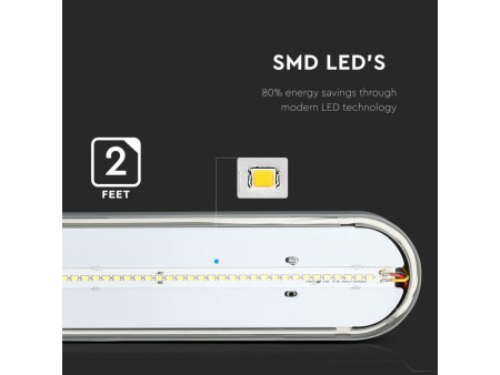 SKU 6199 VT-6048 V-TAC Plafoniera LED Impermeabile 18W 60cm 6000K IP65