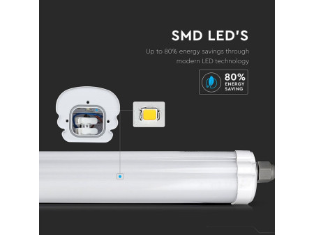 SKU 6286 VT-1574 V-TAC Plafoniera LED Impermeabile 48W G-Series 150cm 6400K IP65