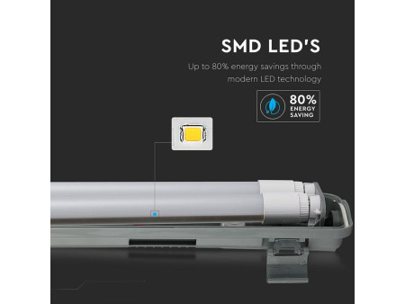SKU 6387 VT-12023 V-TAC Plafoniera LED Doppia Impermeabile 36W 120cm 4000K IP65