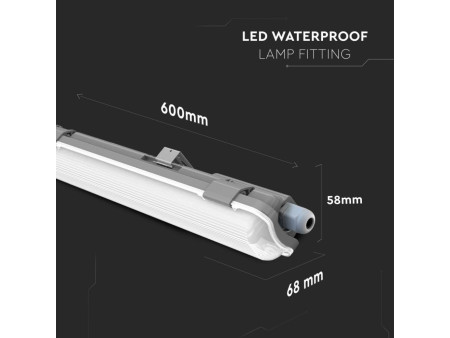 SKU 6459 VT-12028 V-TAC Plafoniera LED Impermeabile con Tubo 18W 120cm 4000K IP65
