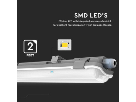 SKU 6460 VT-12028 V-TAC Plafoniera LED Impermeabile con Tubo 18W 120cm 6400K IP65