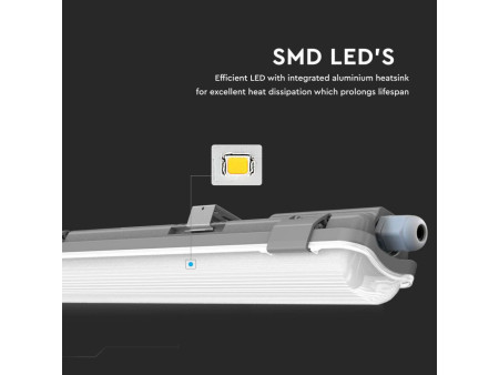 SKU 6464 VT-6028 V-TAC Plafoniera LED Impermeabile con Tubo 10W 60cm 6400K IP65