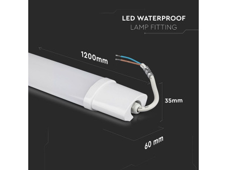SKU 6470 VT-1239 V-TAC Plafoniera LED Impermeabile 36W S-Series 120cm 6400K IP65