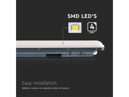 SKU 10222 VT-1254 V-TAC Plafoniera LED Impermeabile 48W 120LM/W X-Series Copertura Satinata 150cm 6500K IP65