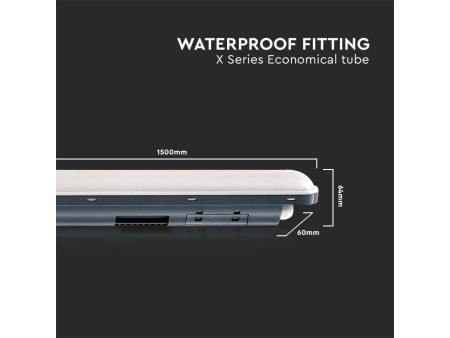 SKU 10223 VT-1254 V-TAC Plafoniera LED Impermeabile 48W 120LM/W X-Series Copertura Satinata 150cm 4000K IP65