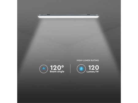 SKU 10223 VT-1254 V-TAC Plafoniera LED Impermeabile 48W 120LM/W X-Series Copertura Satinata 150cm 4000K IP65