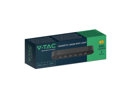 SKU 10233 VT-4225 V-TAC Faretto LED Lineare da Binario Magnetico Slim 5W Colore Nero 4000K
