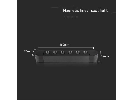 SKU 10235 VT-4225 V-TAC Faretto LED Lineare da Binario Magnetico Slim 5W Colore Nero 6400K
