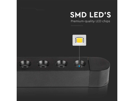 SKU 10234 VT-4225 V-TAC Faretto LED Lineare da Binario Magnetico Slim 5W Colore Nero 3000K